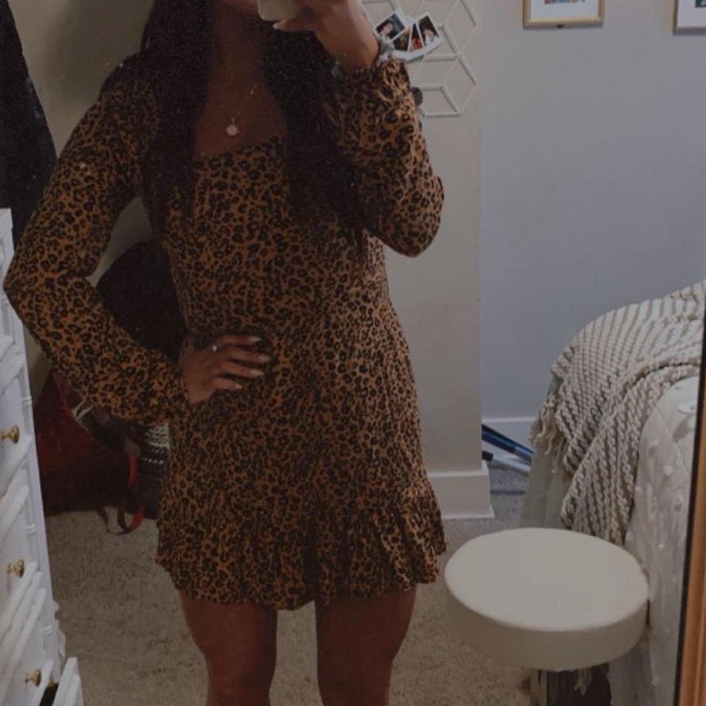 Leopard Print Long Sleeve Dress